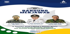 Program andalan Dinas Komunikasi dan Informatika (Diskominfo) Kota Bandung kembali digelar pada Selasa 4 Januari 2022. Perlu diketahui, program yang telah berjalan sejak 2017, Bandung Menjawab adalah wadah yang mempertemukan antara Pemerintah Kota Bandung dan masyarakat Kota Bandung dan juga rekan-rekan media. Lewat acara ini bisa mengetahui perkembangan seputar Kota Bandung mulai dari program pemerintah, pembangunan, serta hal-hal menarik lainnya. Sebelum masa pandemi, acara ini rutin digelar di Taman Sejarah, Balai Kota Bandung.